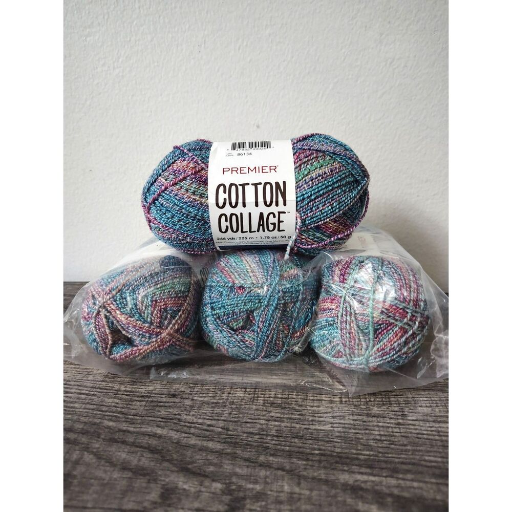 Premier Cotton Collage Circus Multi Yarn Lot of 4 Super Fine Sock Cotton Wool